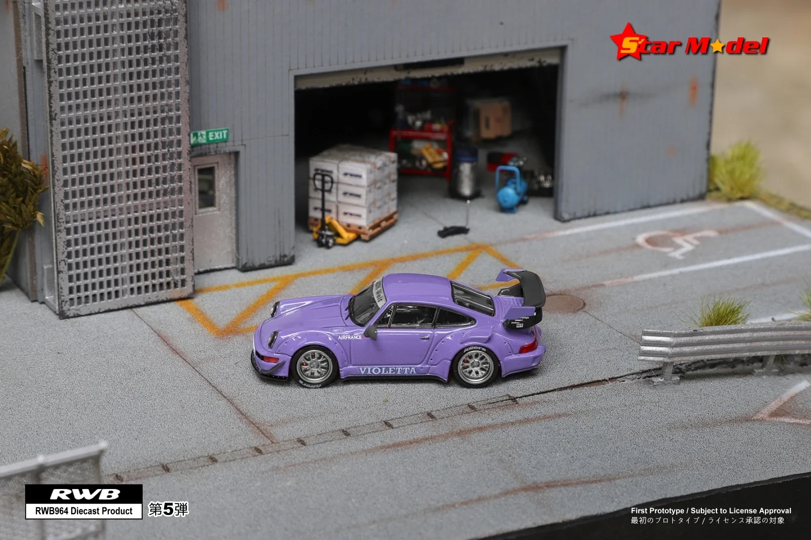 Estrela modelo 1:64 Rauh-Welt RWB964 GT roxo preto verde modelo de carro fundido