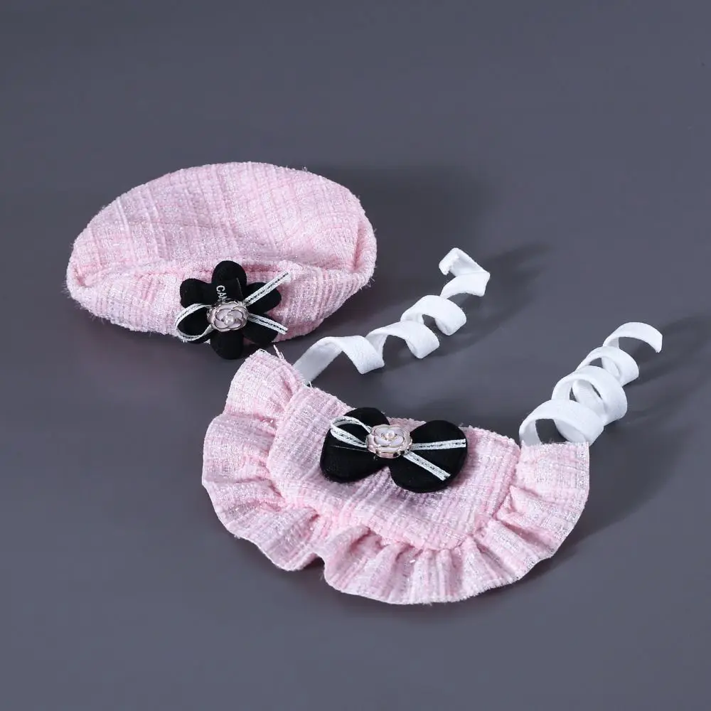 Party Supplies Pet Beret Cat Dog Hat Bib Set Dress Up Camellia Pet Scarf Hat Knitted Princess Style Saliva Towel Puppy