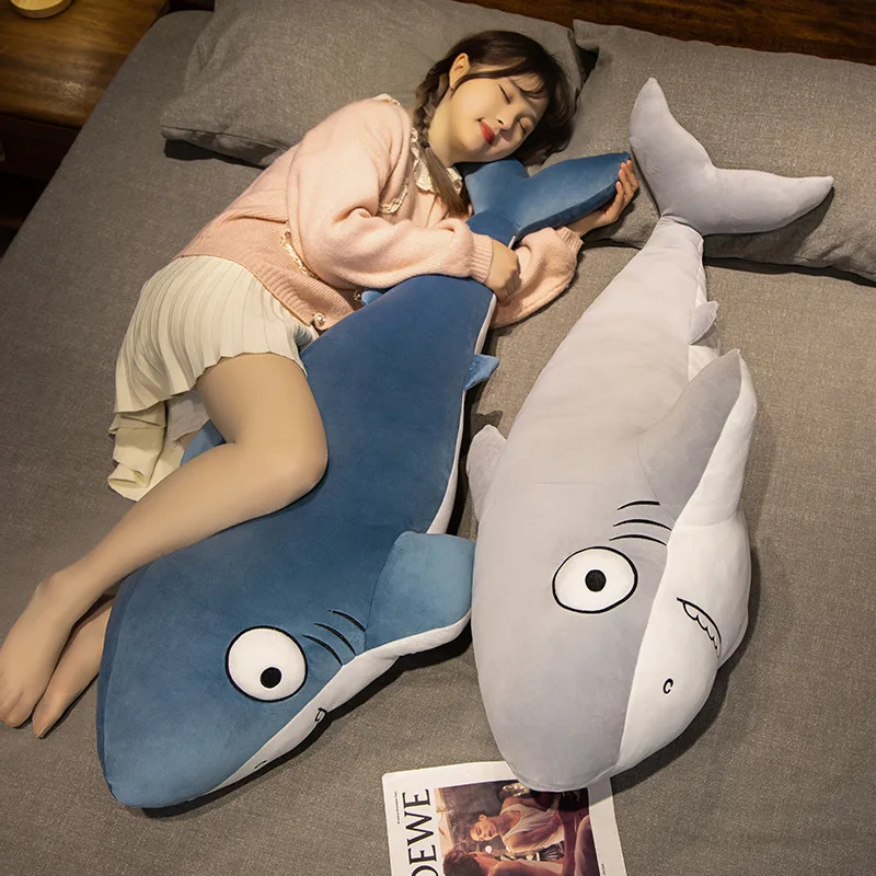 60-120cm Shark Cat Plush Toy Birthday Gift Soft Sleeping Pillow Office Snooze Stuffed Animal Pillow Home Comfort Pillow