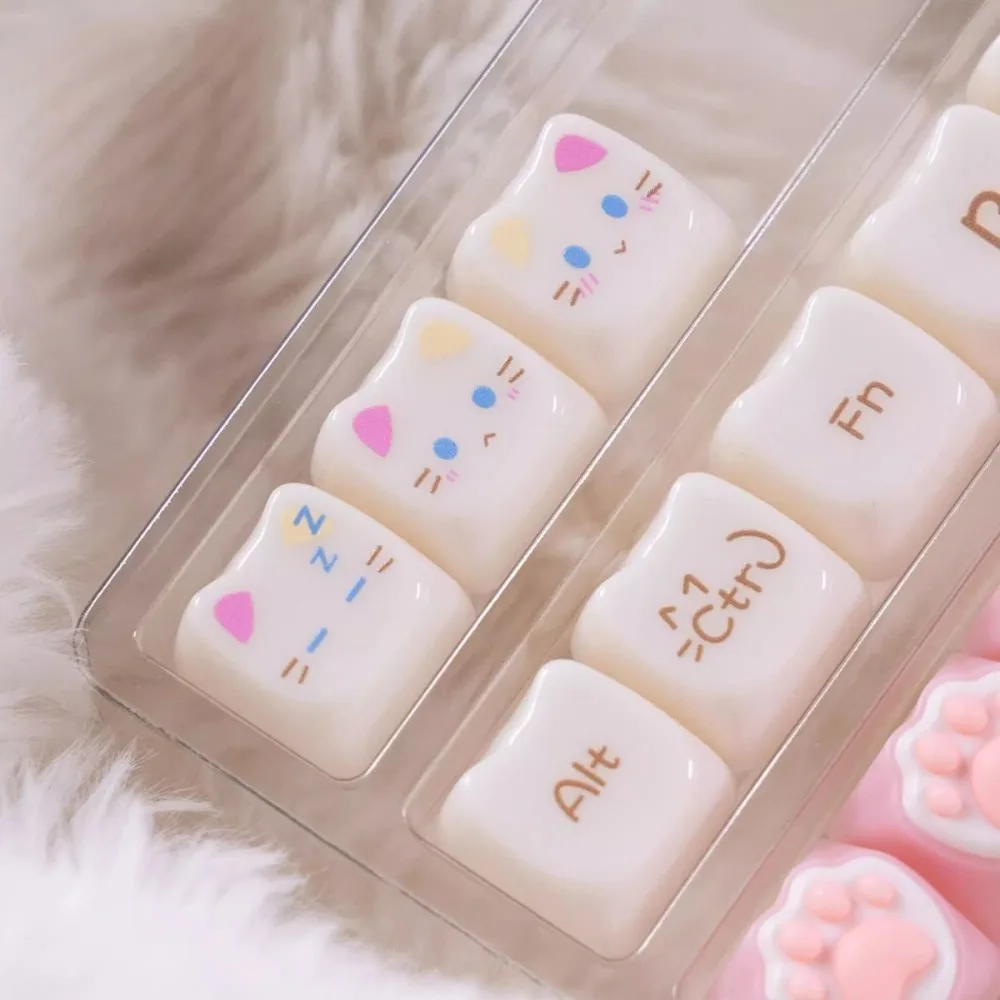 Puppet Cat Keycap Jelly Candy Cat Cat Keycap MAO Height PC Material Compatible Magnetic Axis Mechanical Keyboard