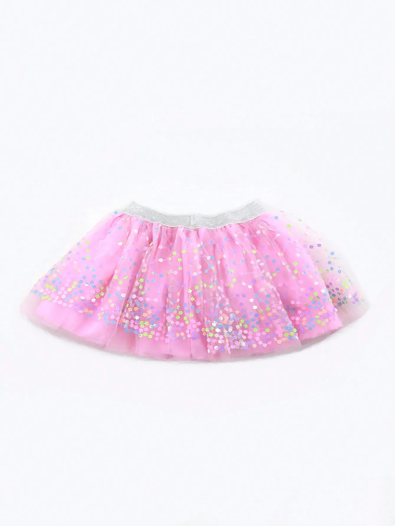 Eternal Garden Violet Girls Flower Sequin Pleated Princess Tutu Skirts Short Pants Under Children Dance Elastic Waist Skirt Mini