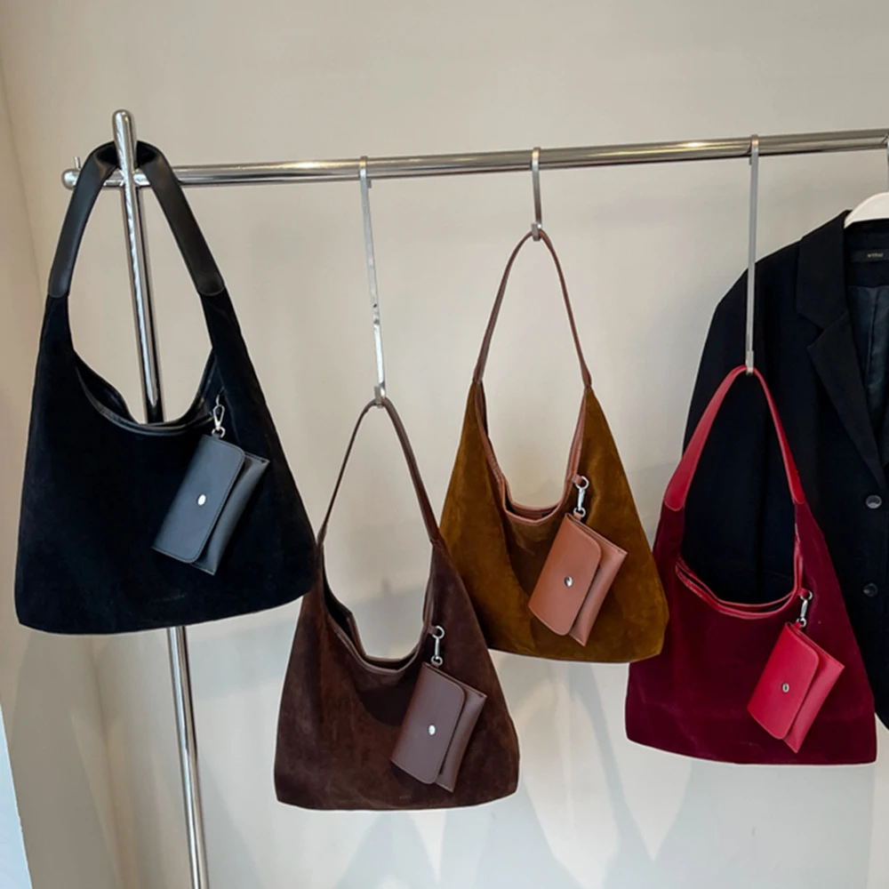 

Women Handheld Bag Autumn Winter New Large Capacity Commuter One Shoulder Bag Leisure Retro Outward Work Solid Color Tote Bag