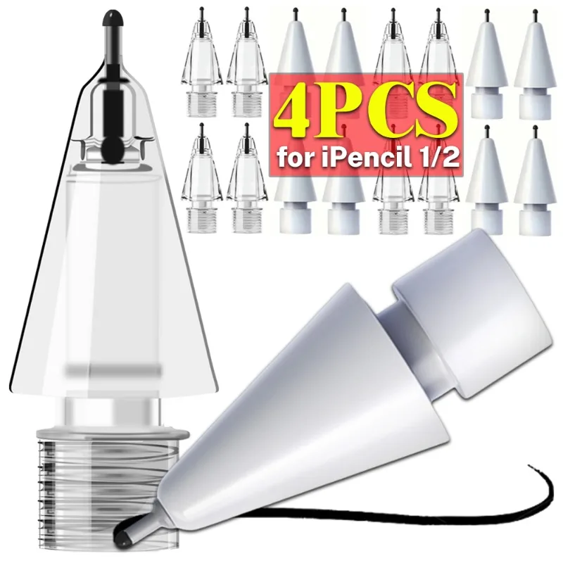

1-4 шт. для Apple Pencil 1 2 Gen, сменные наконечники для карандашей, прочные, не износостойкие, с точным контролем, наконечники для ручек, сменный стержень для стилуса