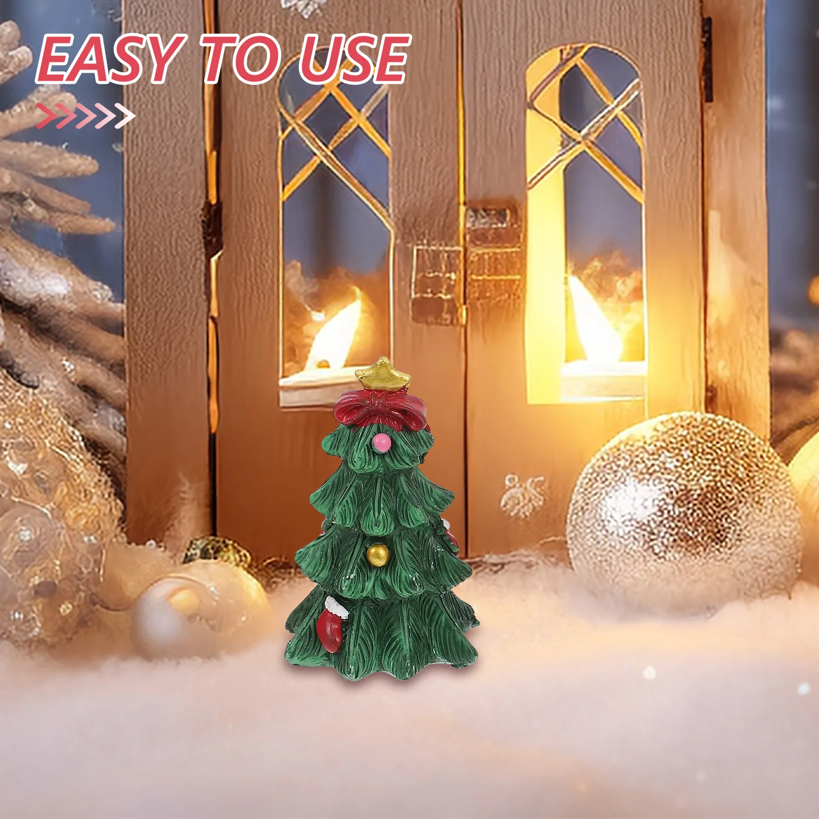 

1Set Mini Christmas Ornaments Resin Craft Giving Cute Appearance Practical Accessory Bedroom Kitchen Dining Living Room