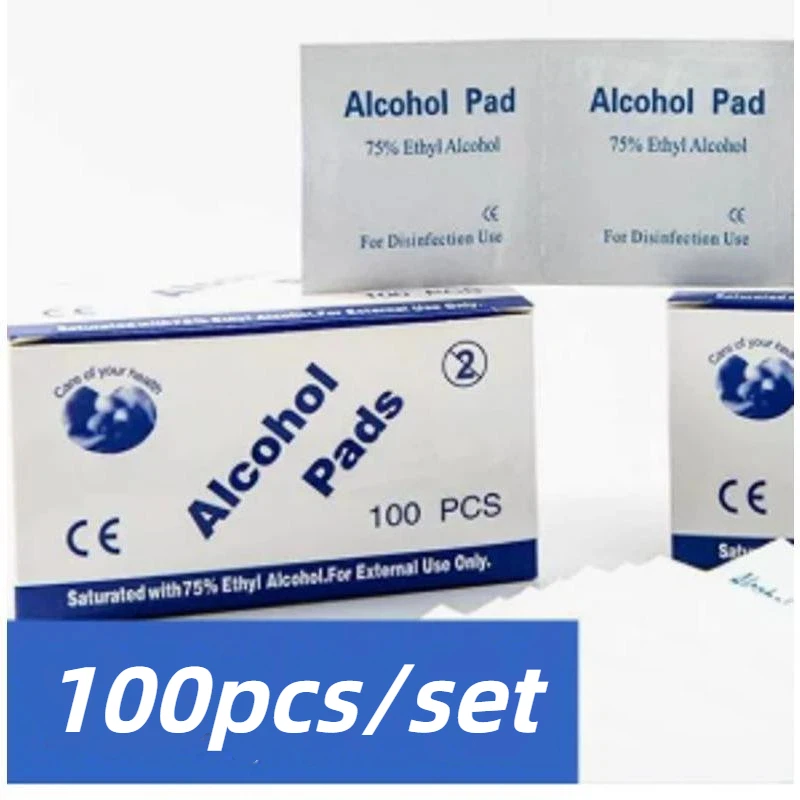 New 100pcs Portable Alcohol Prep Pads Disinfectant Swabs Wipes Cleaner 75% Alcohol Content Suitable For Mobile Phone Cleaning