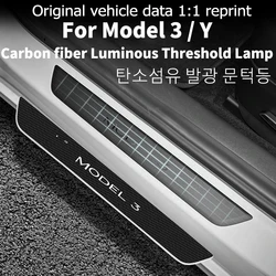 Carbon Fiber For Tesla Model Y Model 3 LED Car Door Sill Light Illuminated Welcome Threshold Scuff Plate Pedal light Lamp RGB