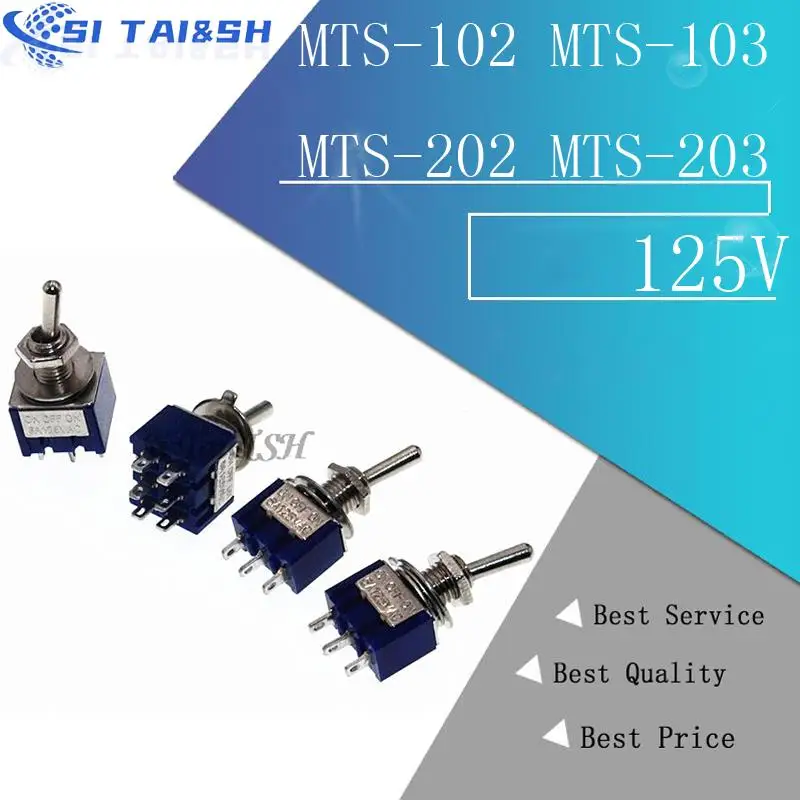 37+1 5PCS MTS-102 MTS-103 MTS-202 MTS-203 6A 125V Mini 3/6PIN ON-OFF/ON-OFF-ON Toggle Switches For Switching Lights Motors