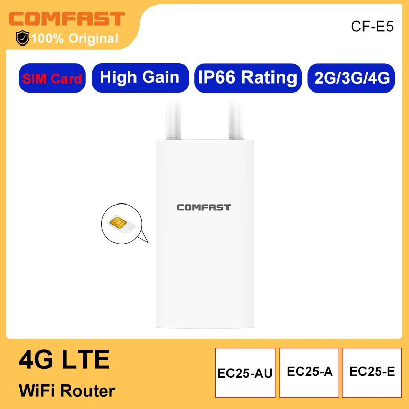 4G LTE Router Waterproof Outdoor 4G WiFi Router 300Mbps CAT4 2G/3G/4G SIM Card Router Modem for IP Camera/Outside WiFi Coverage