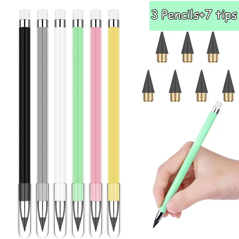 10pcs Eternal pencil set macaron For Kids Cute Pens Painting Art Office&School Supplies Infinity Pencils Tips Set Stationery