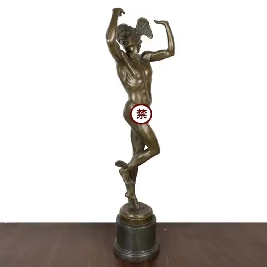 

Bronze Greek Hermes Roman Mercury Statue Myth Commerce God Sculpture Bronze Gorgeous Antique Art Statue Home Office Decoration