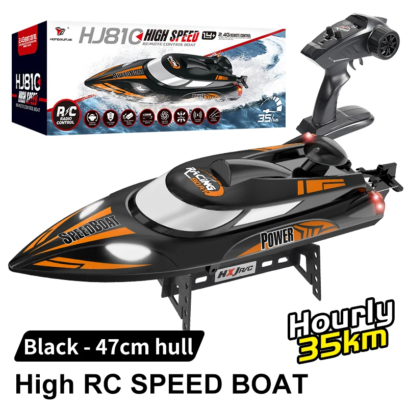 HJ810 RC Boat 2.4G 4CH 180 Flip Waterproof 35Km/h Remote Control Boat Lakes Pool Racing Boat Toys Speedboat Gift for Kids