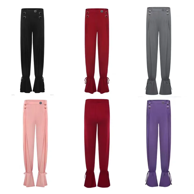 

Новинка 2024 года, женские брюки для латинских танцев, 5 цветов, брюки для бальных танцев с высокой талией, одежда для взрослых, румба, сальса, танцевальная практика, DNV25724