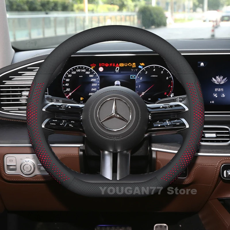 

Leather Car Steering Wheel Cover For Mercedes-Benz GLS 450 400d 2025 2016-2024 Auto Steering Wheel Mercedes-Benz GLS Accessories
