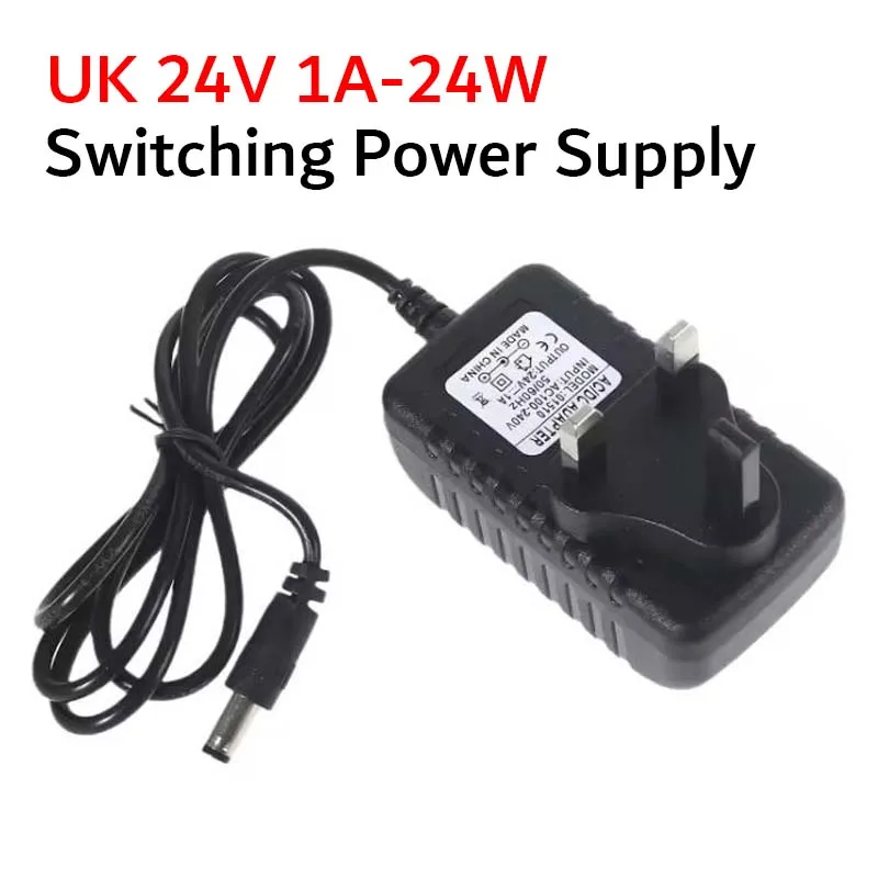 

DC 24V 1A Power Supply UK Plug AC 110V~220V Lighting Transformer 24W Switching Power Supply 2.1mm*5.5mm Connector For LED Light