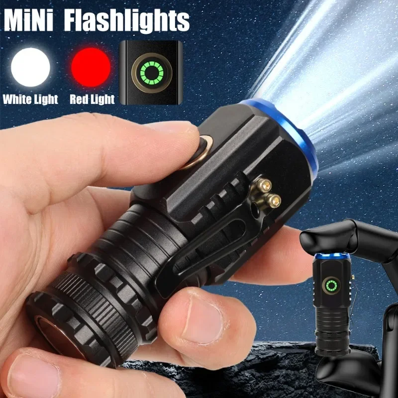 Powerful Mini  Flashlight Aluminium Pocket  Rechargeable Waterproof Hiking Camping Light with Pen Clip and Tail Magnet