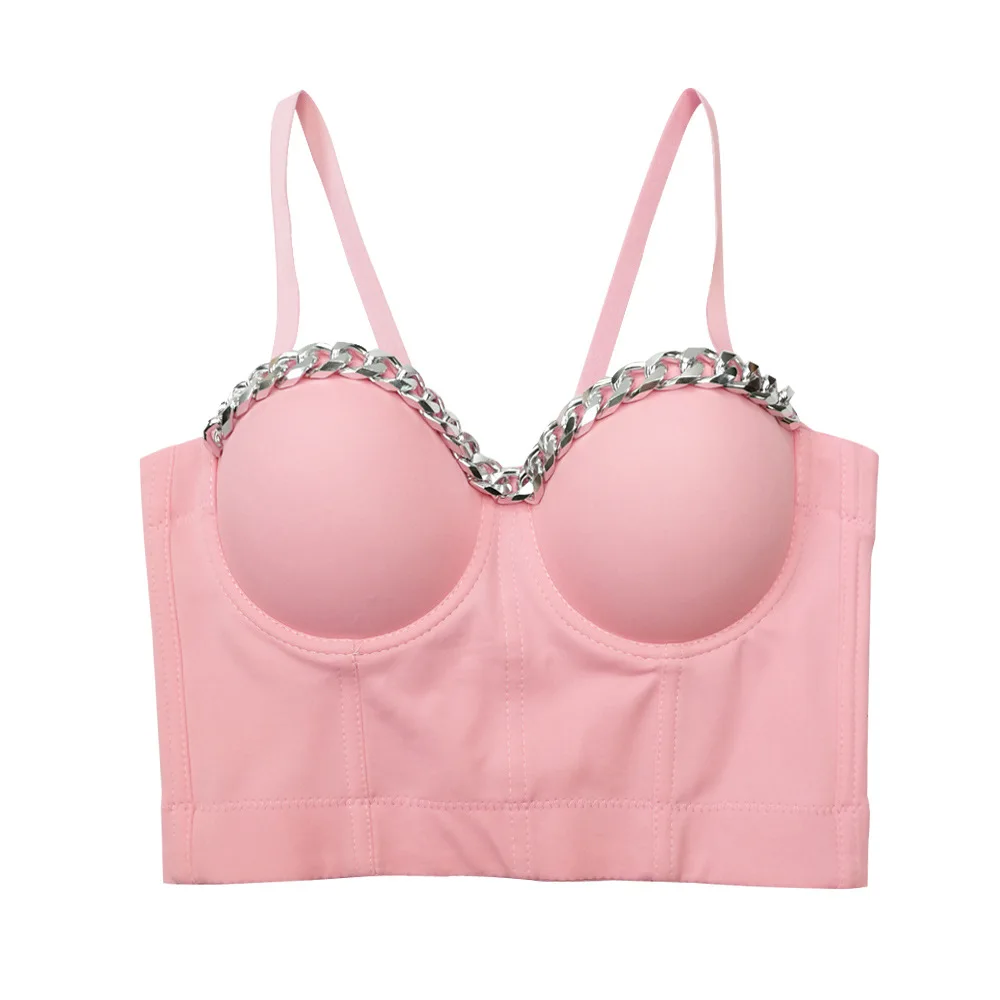 مشد علوي فاخر على شكل هيكل السمكة - سلاسل من حجر الراين الفضي اللامع، أشرطة قابلة للتعديل والإزالة، بوستير مثير للنساء