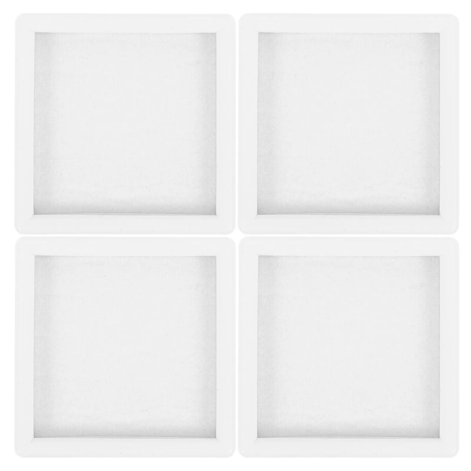 4Pcs Compact Square White Jewelry Box Transparent Clear Lid Sponge Lined for Jewelry Display Storage Ring Earring Stone