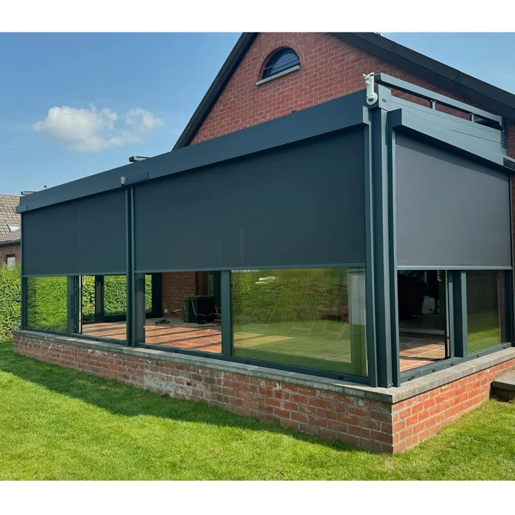 

Outdoor Sunshade Shade Aluminium Windproof Zip Screen Garden Motorized Roller Shades Blinds