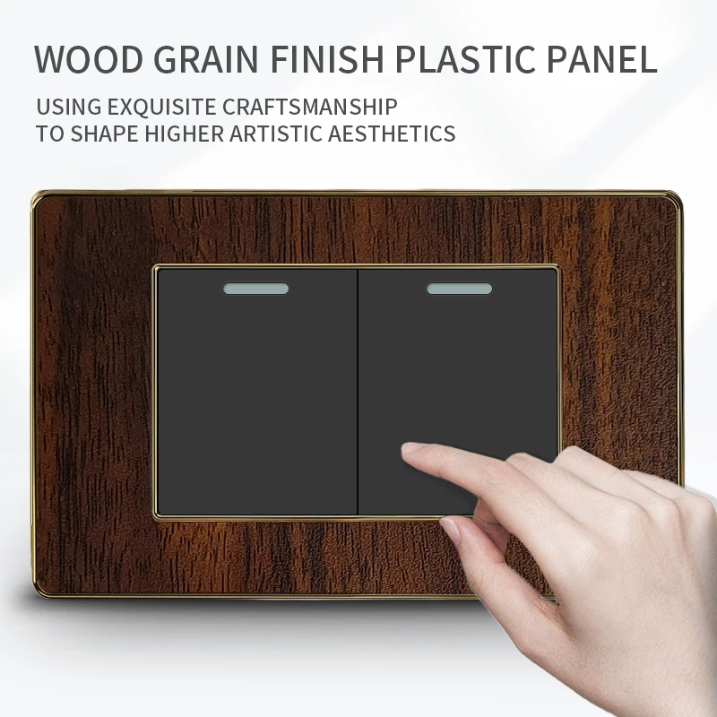 

Тип T&I 118, черная настенная панель в стиле ретро с деревянным зерном, крышка электрической розетки стандарта США с выключателем