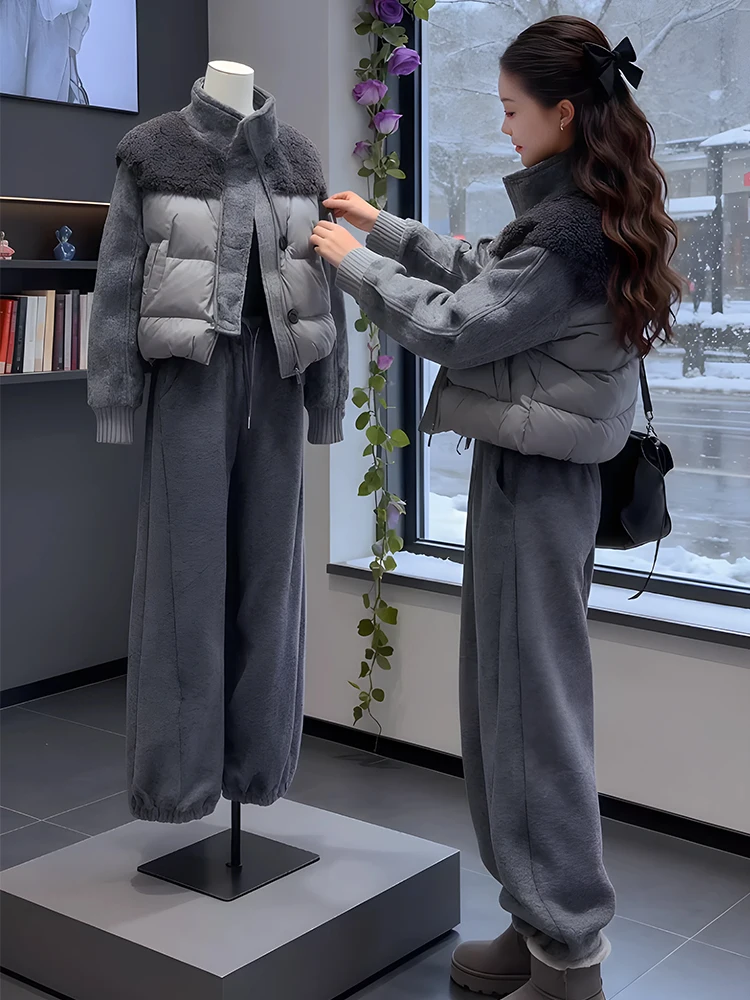 

Новая премиальная утепленная куртка из хлопка с простым дизайном и вставками, корейская версия, приталенная, с длинными рукавами, на молнии, 2026 год