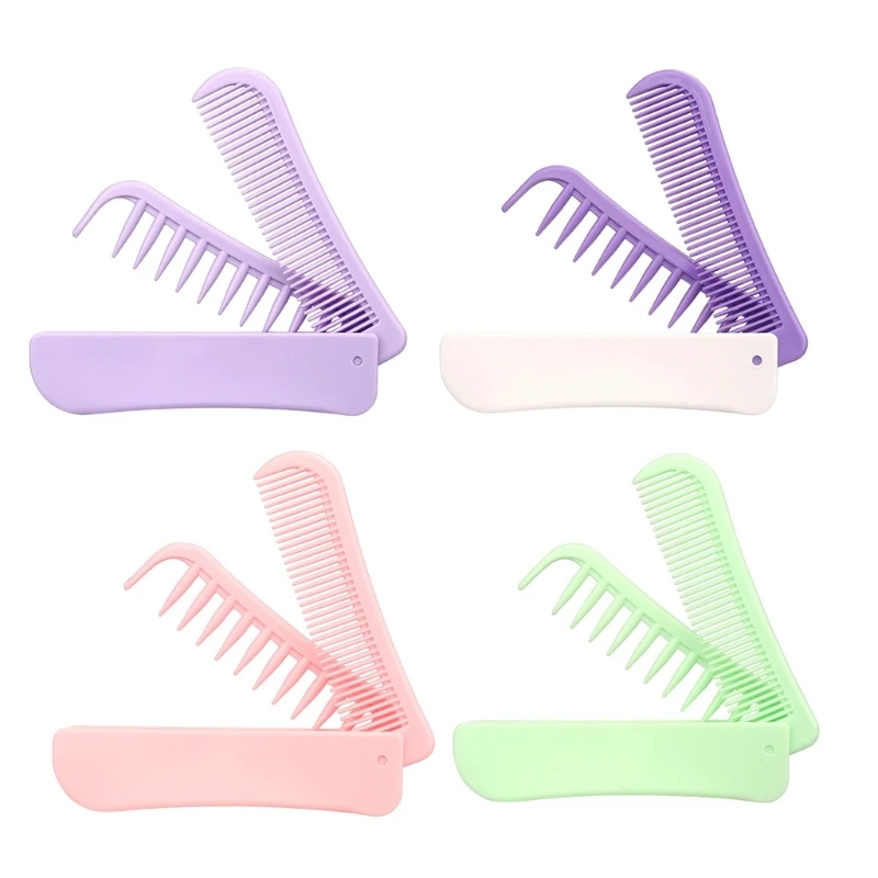 Pocket Sized Foldable Hair Comb Wide Tooth Hair Styling Accesories Travel Hair Brush for Various Hair Texture R3MF