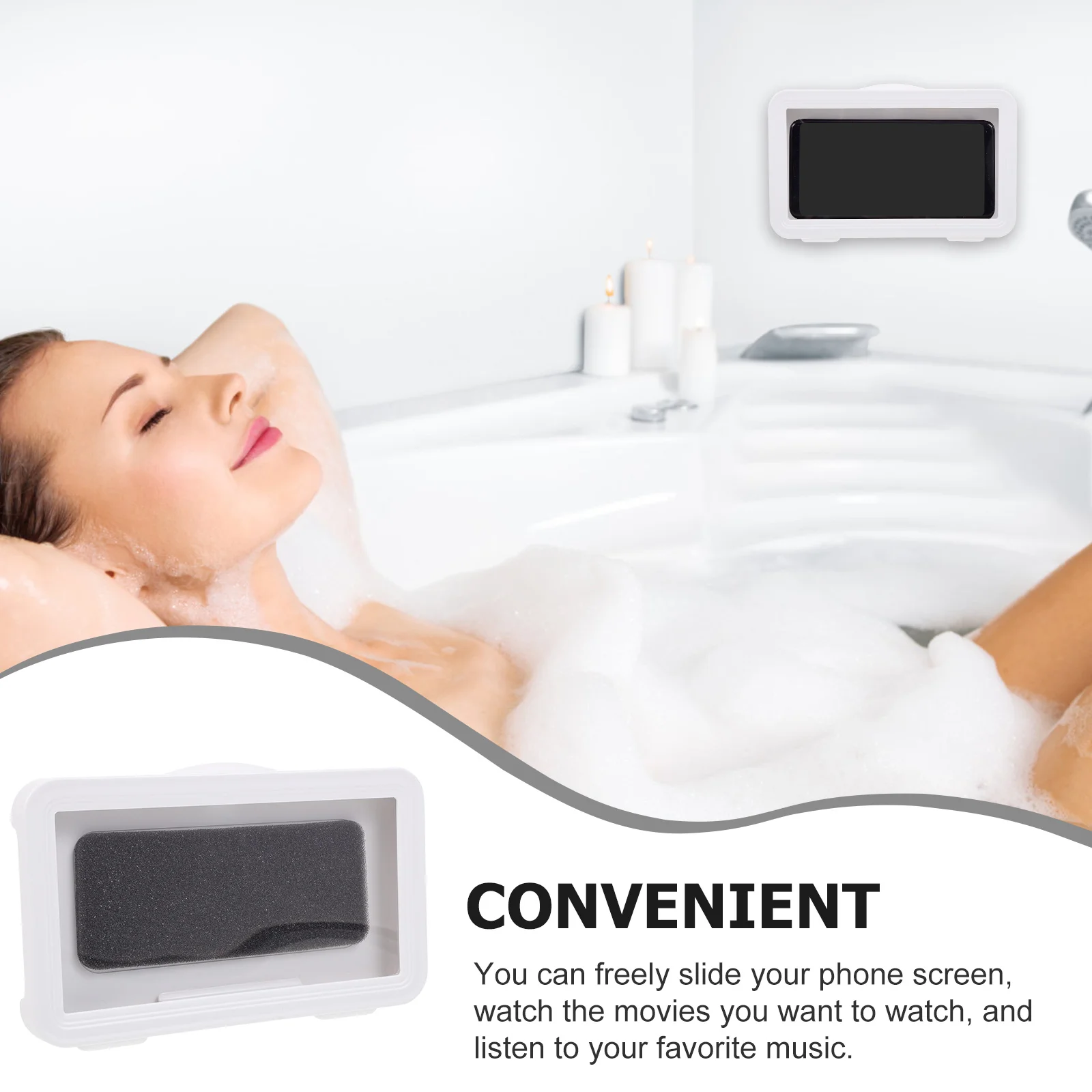 Caja de teléfono para baño, soporte de pared para teléfono, soporte para ducha, soporte para celular montado, funda impermeable, móvil giratorio