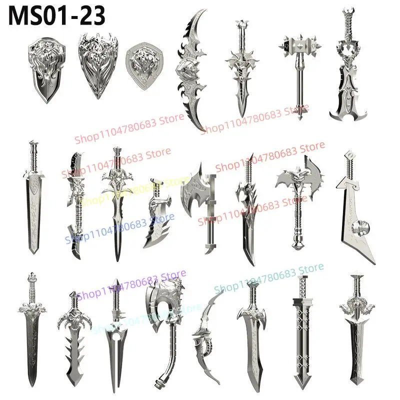 MOC اللبنات عمل صغير الشكل السيف الطويل الفأس ملحق التجمع نموذج عرض أنيمي لعبة هدية تحصيل