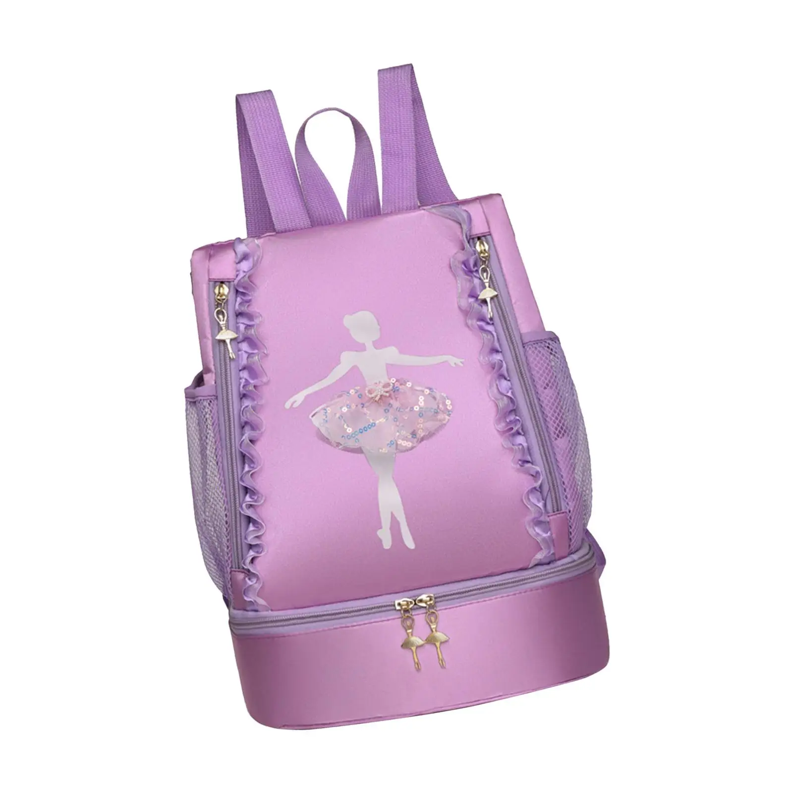 Girls Ballet Dance Bag with Adjustable Shoulder Strap Tutu Decor Oxford Cloth Backpack Large Capacity for Dance Shoes Costume