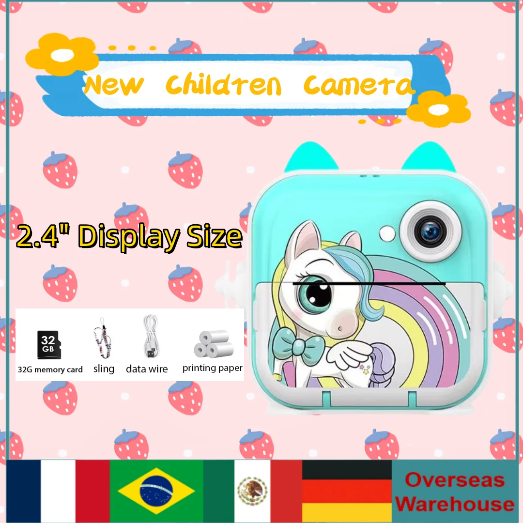 

New Children Camera Instant Print Cameras HD Screen Outdoor Toy Console Mini Digital Video Camera Print Thermal Paper Kids Gifts