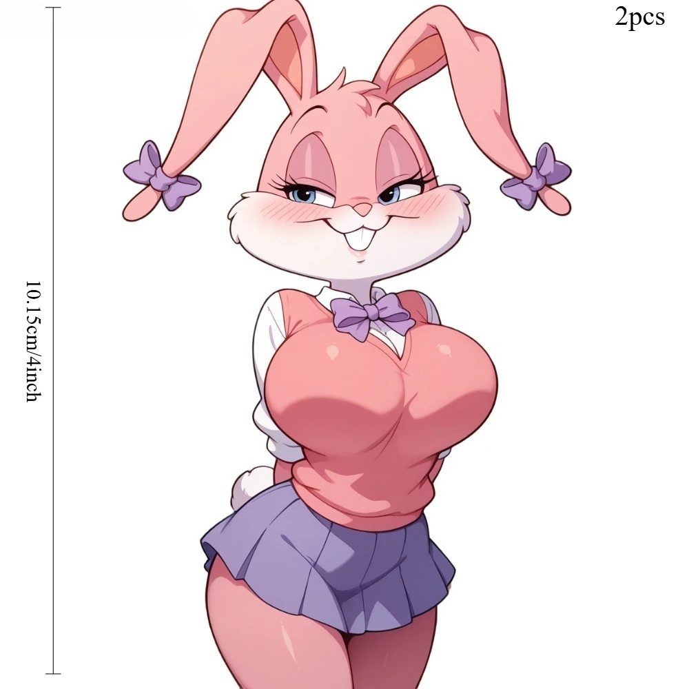 Babs Bunny 2D Flat Vinyl Car Decal Sticker Set 2pcs 10.16cm Waterproof for Window Laptop Bumper