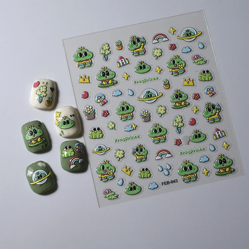 Cartoon Frog Nail Art Decals 3D Manicure Applique Nail Stickers for Nail Decoration FEB-643