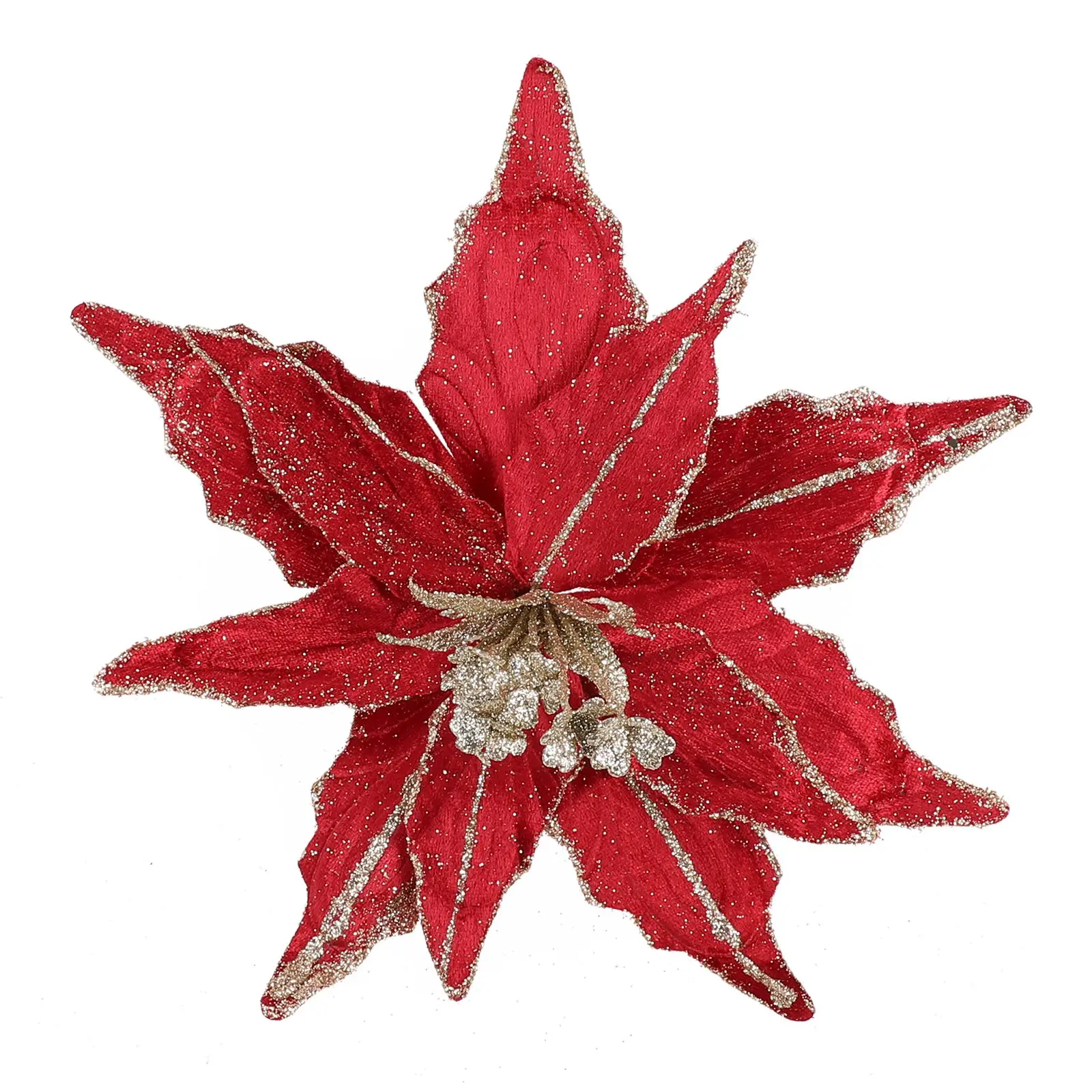 คริสต์มาส Poinsettia Glitter ดอกไม้แขวน Xmas Tree Decor สําหรับปีใหม่ 2024 ของขวัญ Navidad Natal Merry Christmas ตกแต่ง
