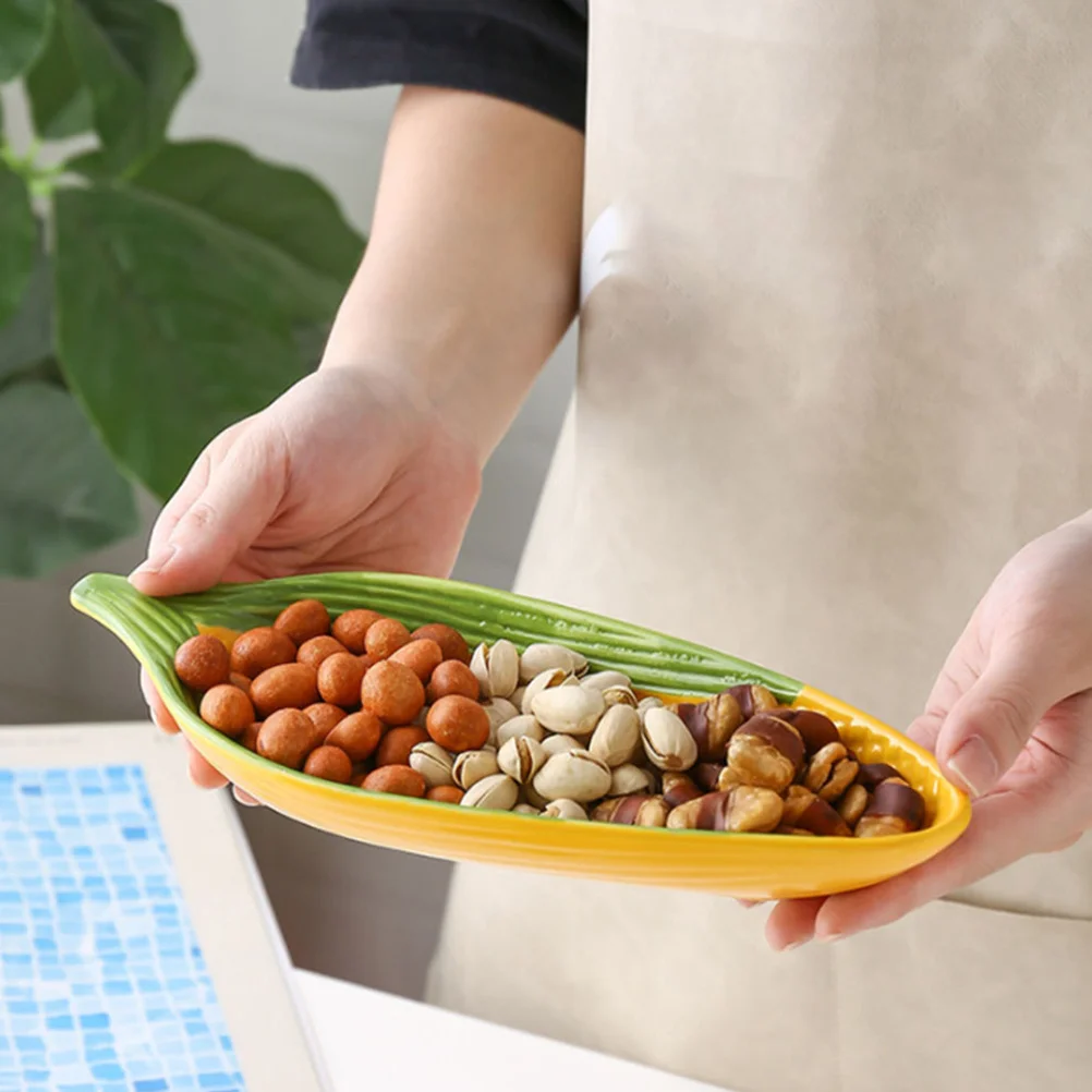 

Ceramic Corn Cob Holders Non Slip Bottom Handpainted Corn Dish Appetizer Snack Serving Tray Microwave Dishwasher Oven Safe