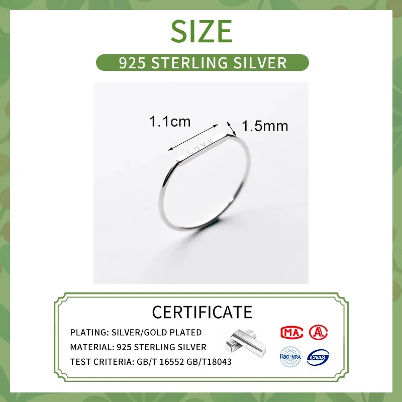Fashion 925 Sterling Silver Love Letter Ring For Fashion Women Party Cute Fine Jewelry Minimalist Accessories 2020 Gift