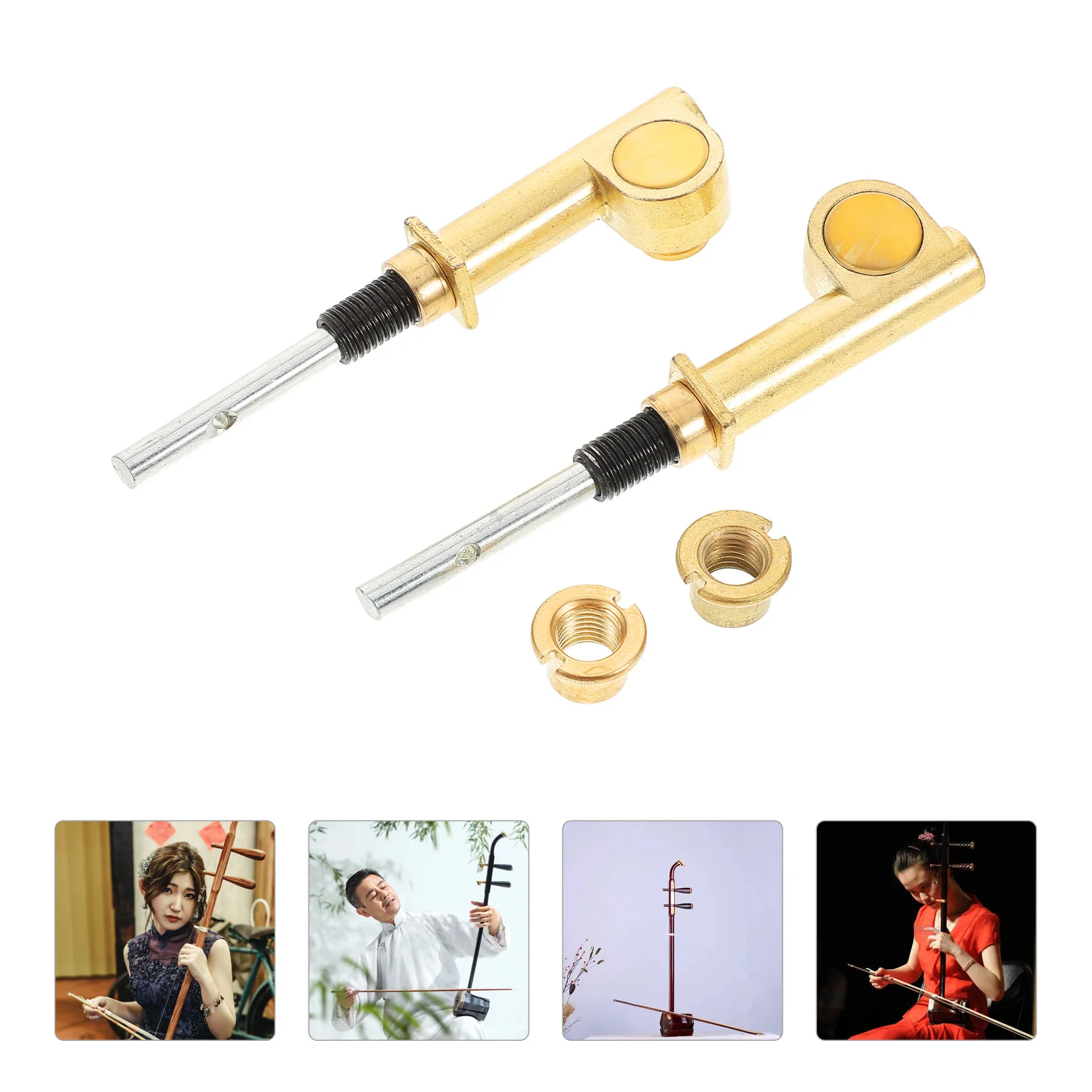 

2Pcs Erhu Copper Tuning Pegs Shaft Non-Slip Mechanical Replacement Parts for Chinese Violin String Instrument Professional Erhu