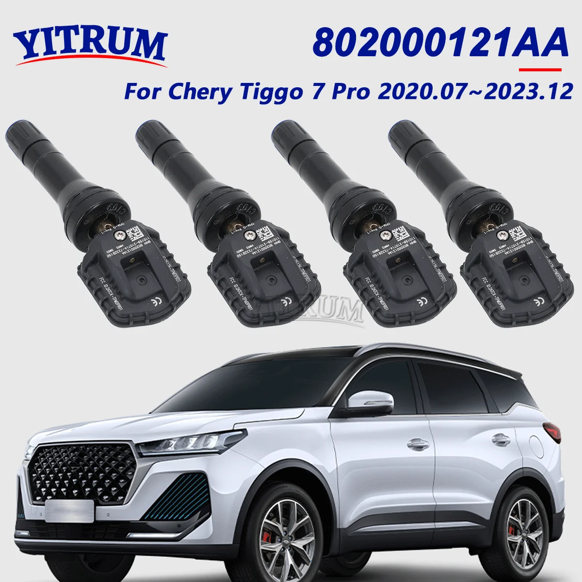 

4PCS TPMS Tire Pressure Sensor For Chery Tiggo 7 pro 2020/7 2021 2022 2023 802000121AA Tire Pressure Monitoring System 433MHz