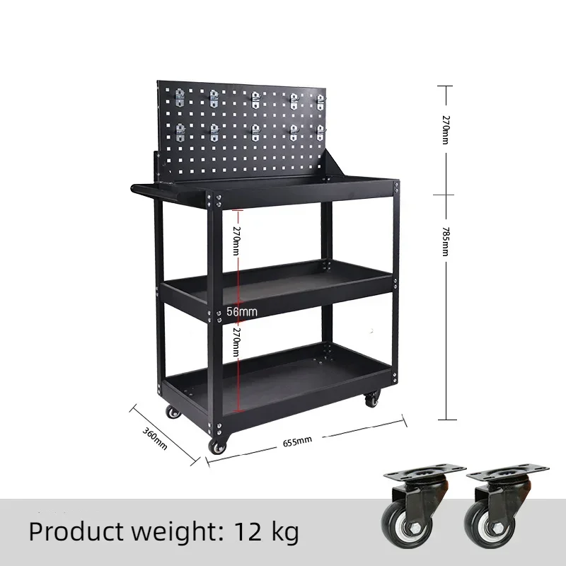 3 Tier Rolling Tool Utility Cart Heavy Duty Workshop Mobile Wheeled Car Multifunctional and Heavy-duty Auto Repair Parts Car