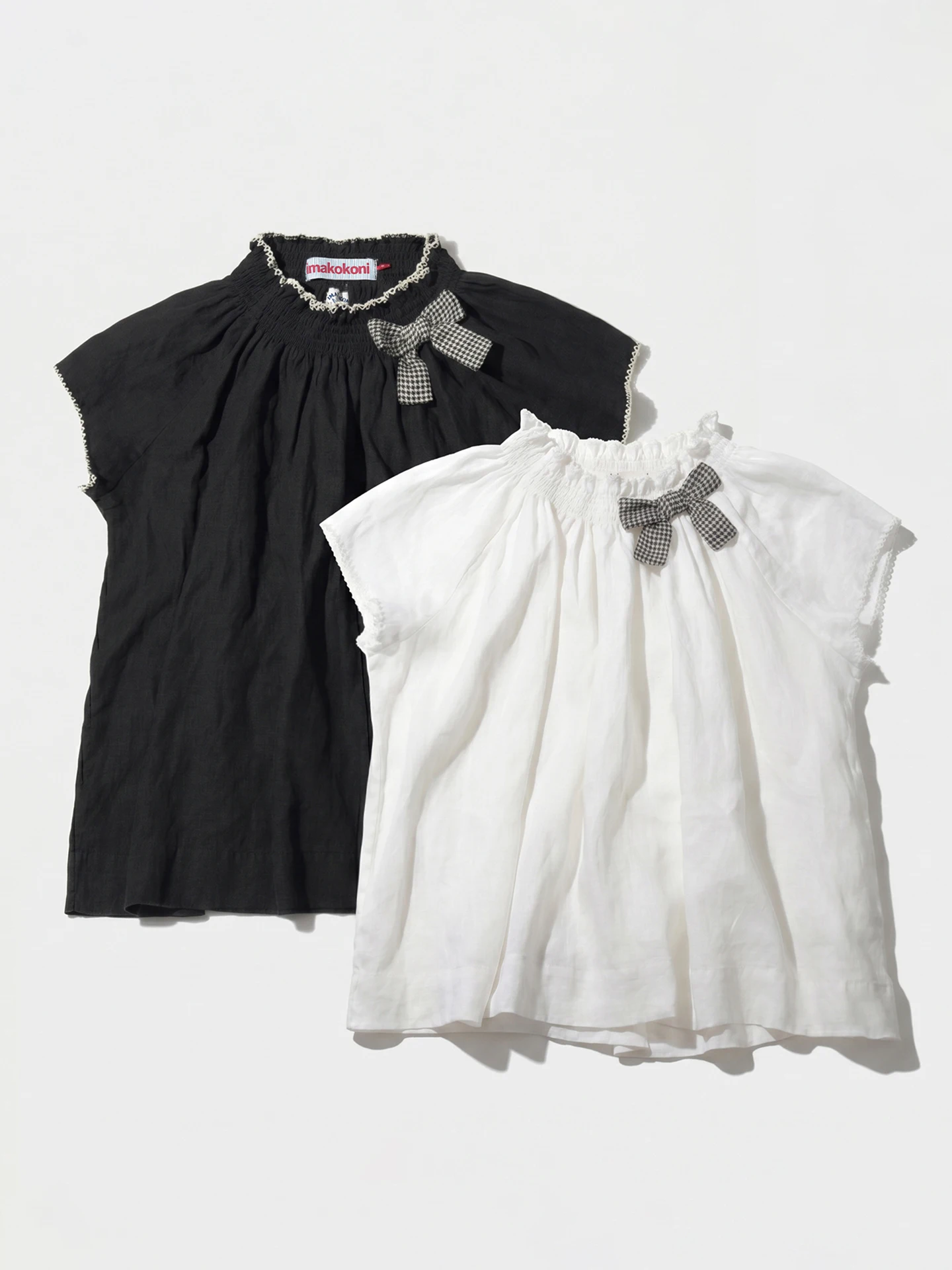

Linen casual shirt women's imakokoni original summer loose artistic three-dimensional bow short sleeved top 265524
