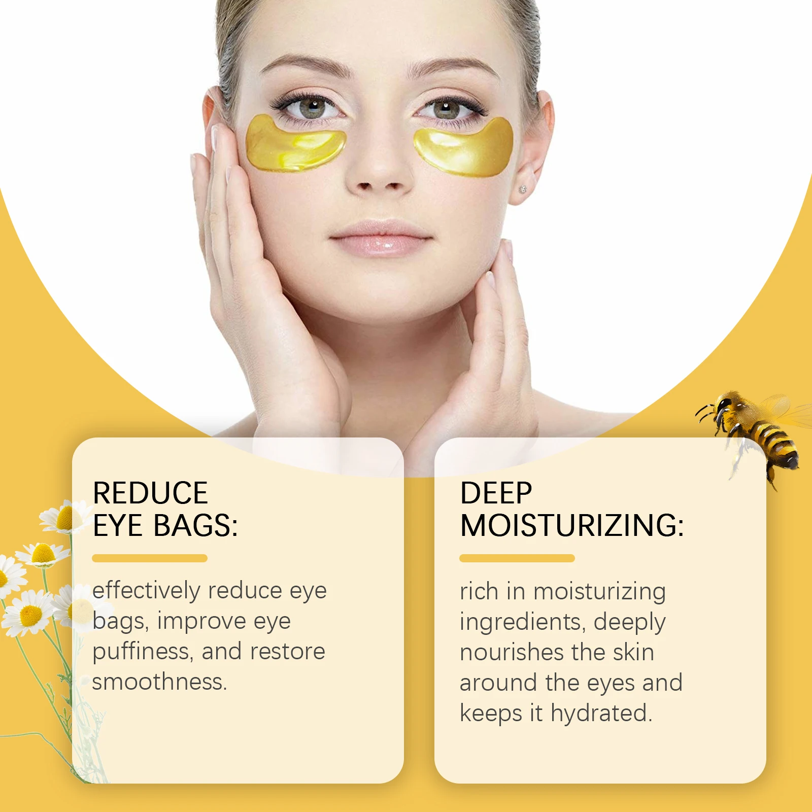 EELHOE Bee Venom Eye Mask Collagen Anti Dark Circle Eye Bag Remover Firming Skin Care Hyaluronic Acid Moisturizing Eye Patches