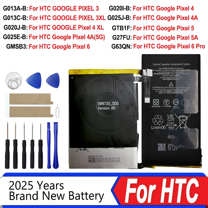 Brand New Battery For HTC GOOGLE 2 2B PIXEL 3 Pixel3 XL 3XL 4XL Pixel4 XL PIXEL 4 4A 5A 5 5G 6 Pro Nexus S1 Phone Batteries