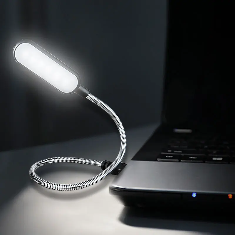 Mini 4 LED Book Lamp Portable USB Reading Night Lamp White/Warm Color Table Desk Lamp For Laptop Power Bank Notebook PC Computer