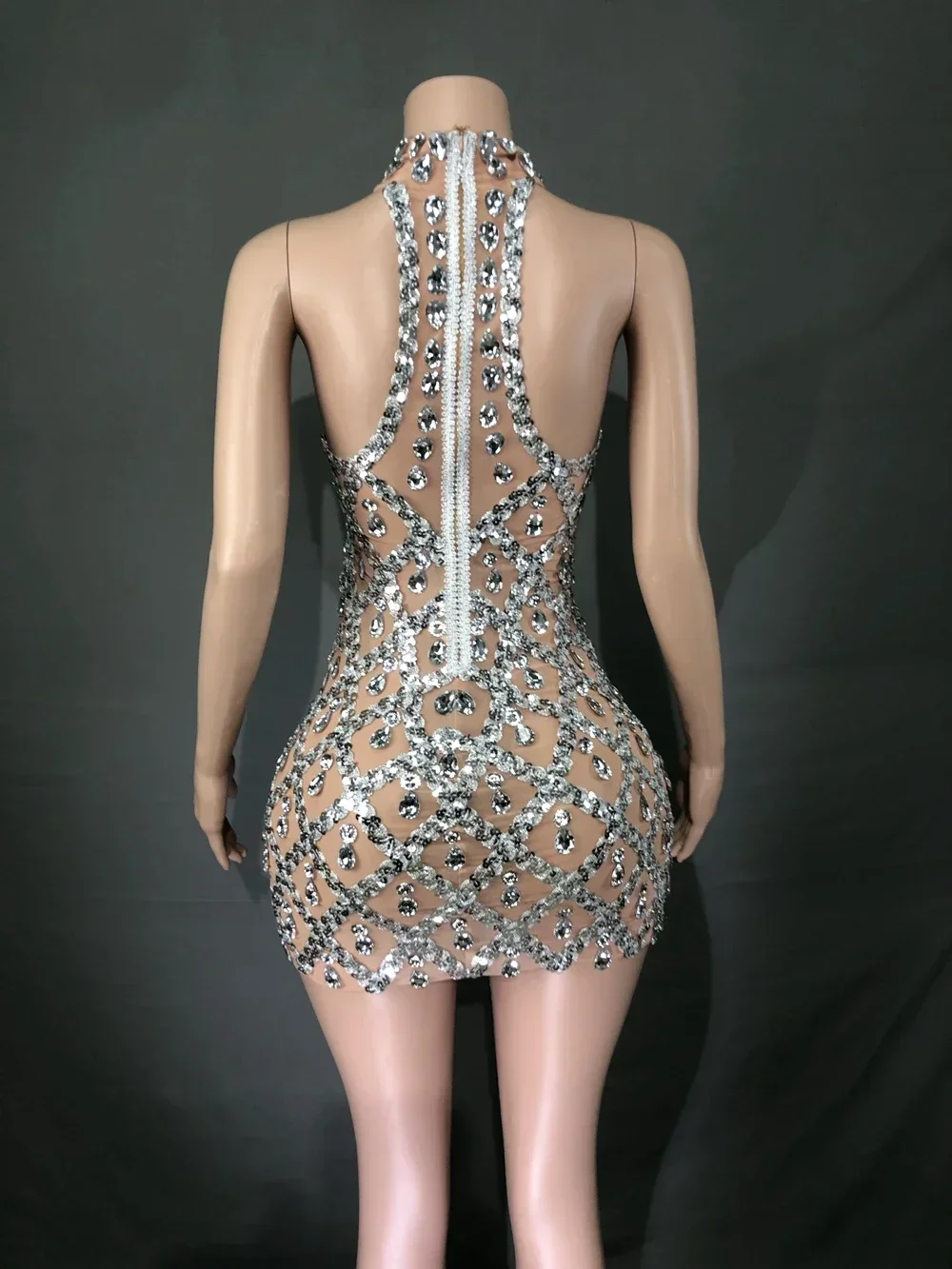 Rotterdam Kly-Robe d'été courte à paillettes argentées pour femme, robe de soirée transparente, tenue de spectacle de chanteur, Citroen, sexy