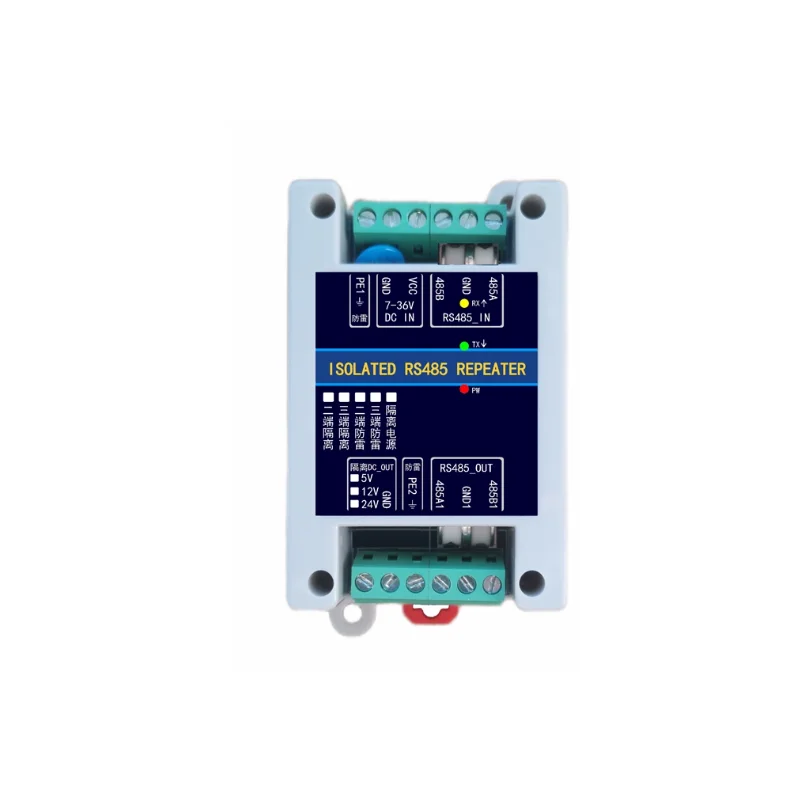Industrial grade RS485 lightning protection isolation repeater 485 communication optoelectronic isolation 12V24V isolation power