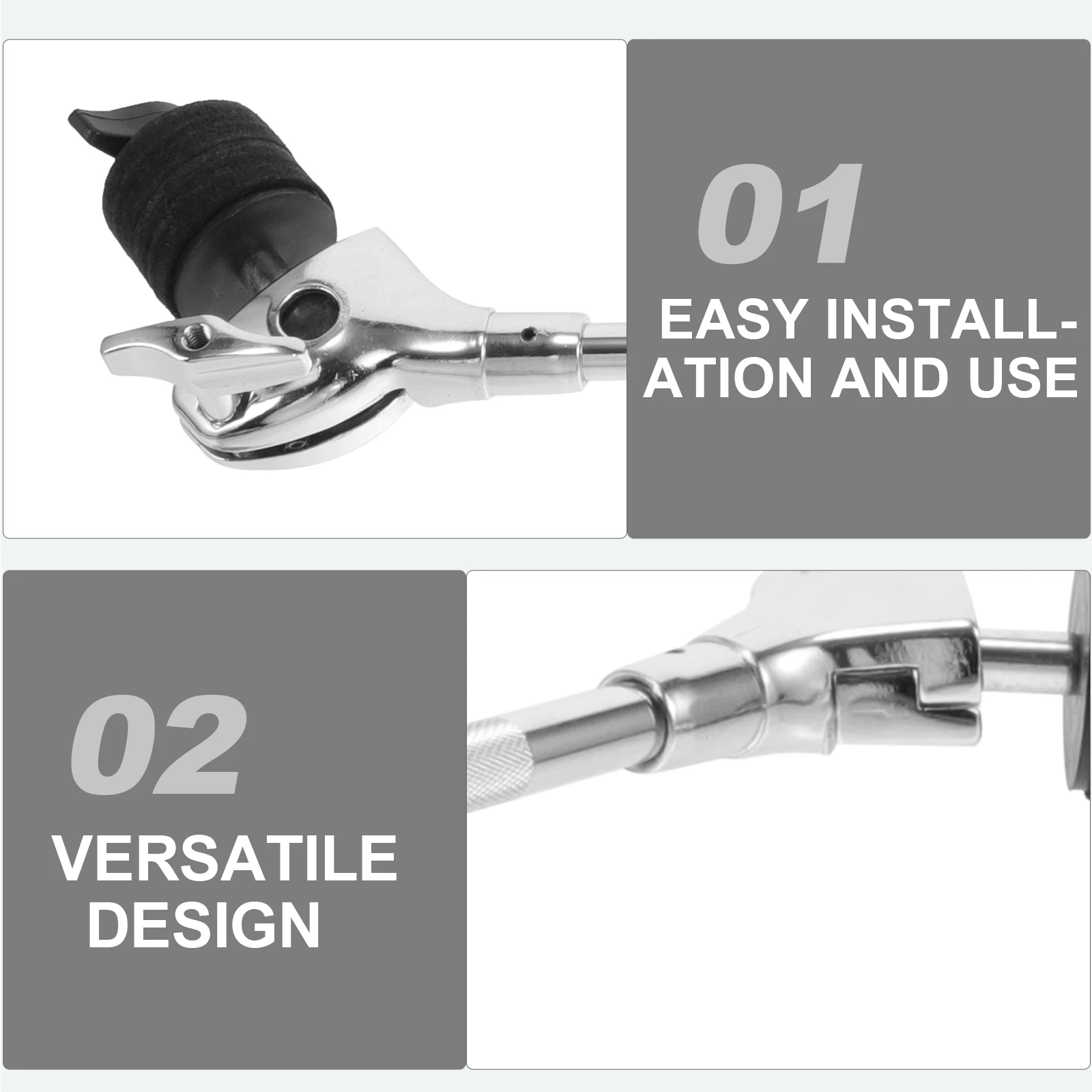 

Heavy Duty Cymbal Boom Arm Metal Alloy Adjustable Extension Drum Stand Stable Water Cymbal Mount Silver Snare Accessory