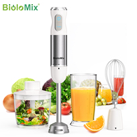 BioloMix 1000W 4-in-1 Immersion Hand Stick Blender Mixer Vegetable Meat Grinder 500ml Chopper Whisk 600ml Smoothie Cup