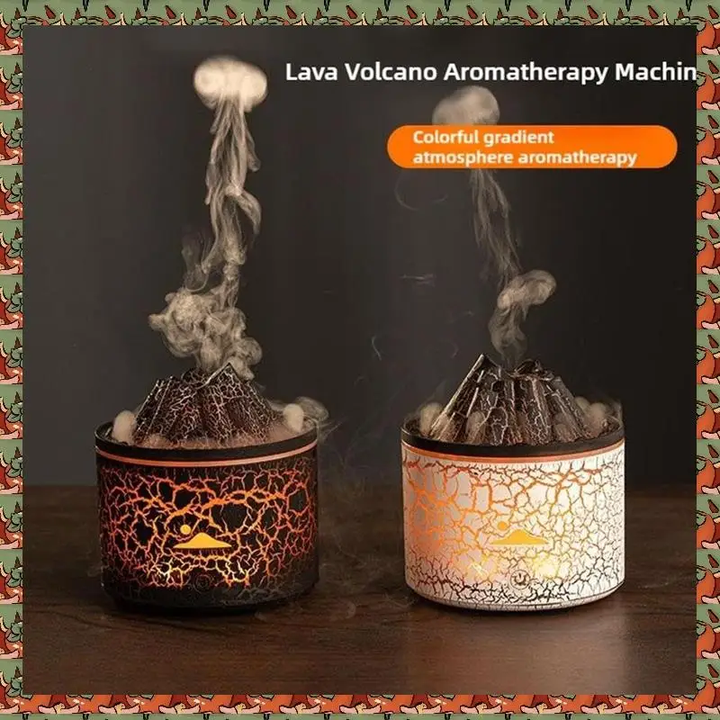 180Ml Essential Oil Diffuser Volcano Humidifier Withflame Aroma, Jellyfish Mist, 7 Color LED, Auto Off Forhome Office Black