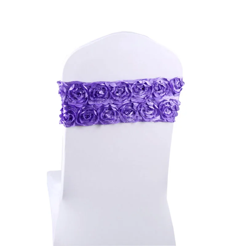 100 Uds 3D Rosa flor LICRA silla fajas elástico Floral silla banda corbatas boda fiesta banquete suministro