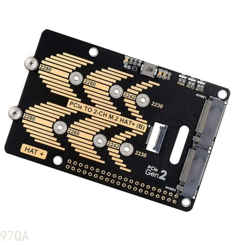 

97QA M.2 HAT Expansion with Double NVMe SSD Slots Power Monitoring Chip