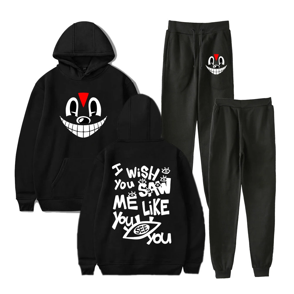 Lil Darkie I Wish Hoodie Jogger Pants Two Piece Set Sweatshirts+Sweatpants 2023 Spider Gang Tour Clothes Men Women's Set