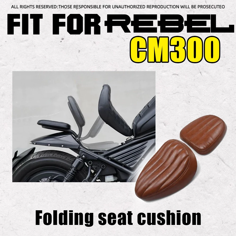 for honda Rebel CMX300/Rebel CMX500 with folding rear seat, single seat cushion, hidden dual seat, short tail, and black warrior